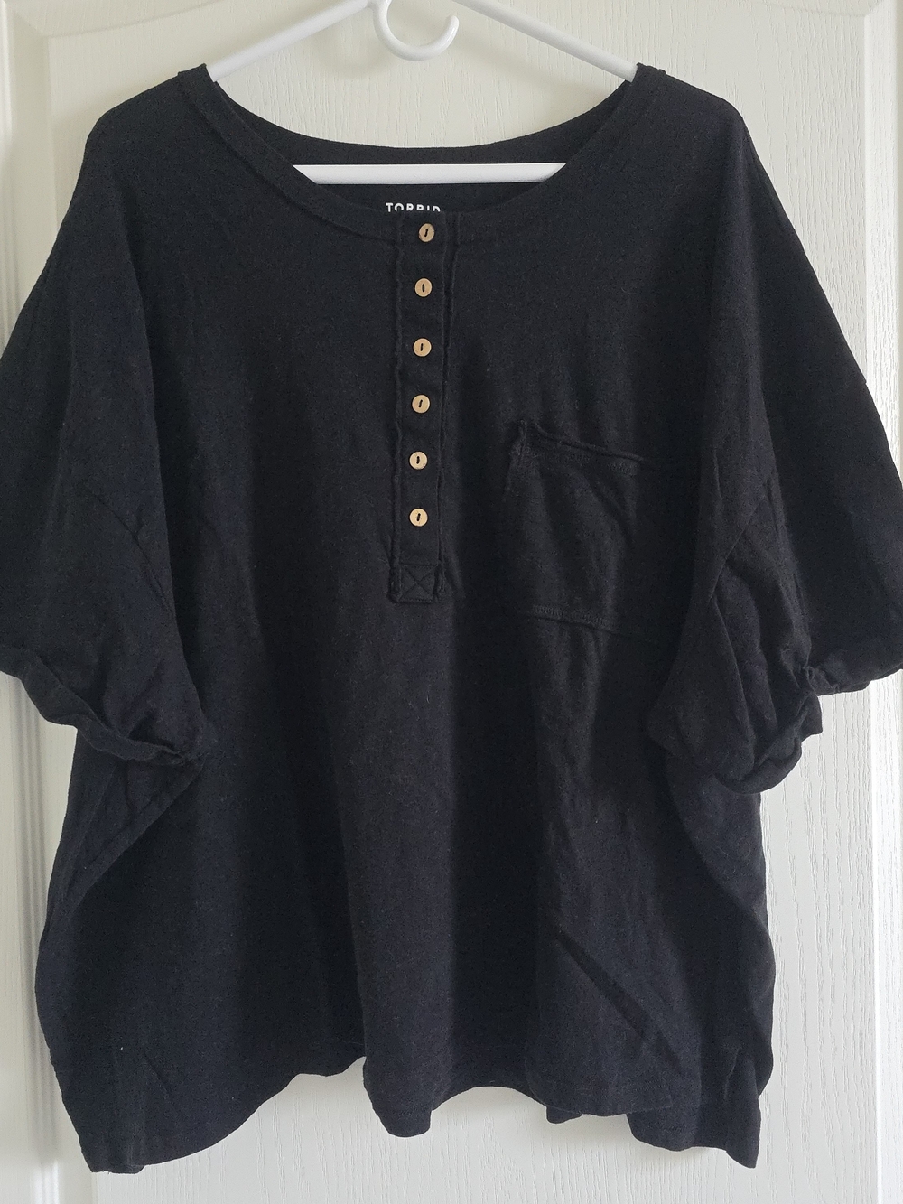 Torrid Black Button Henley Top